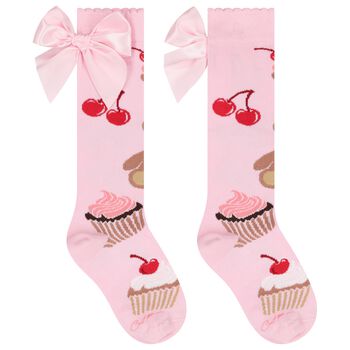 A Dee Girls Pink Satin Bow Socks, 1 Girls Pink Satin Bow Socks