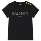 Girls Black Rhinestone Logo T-Shirt , 1, hi-res