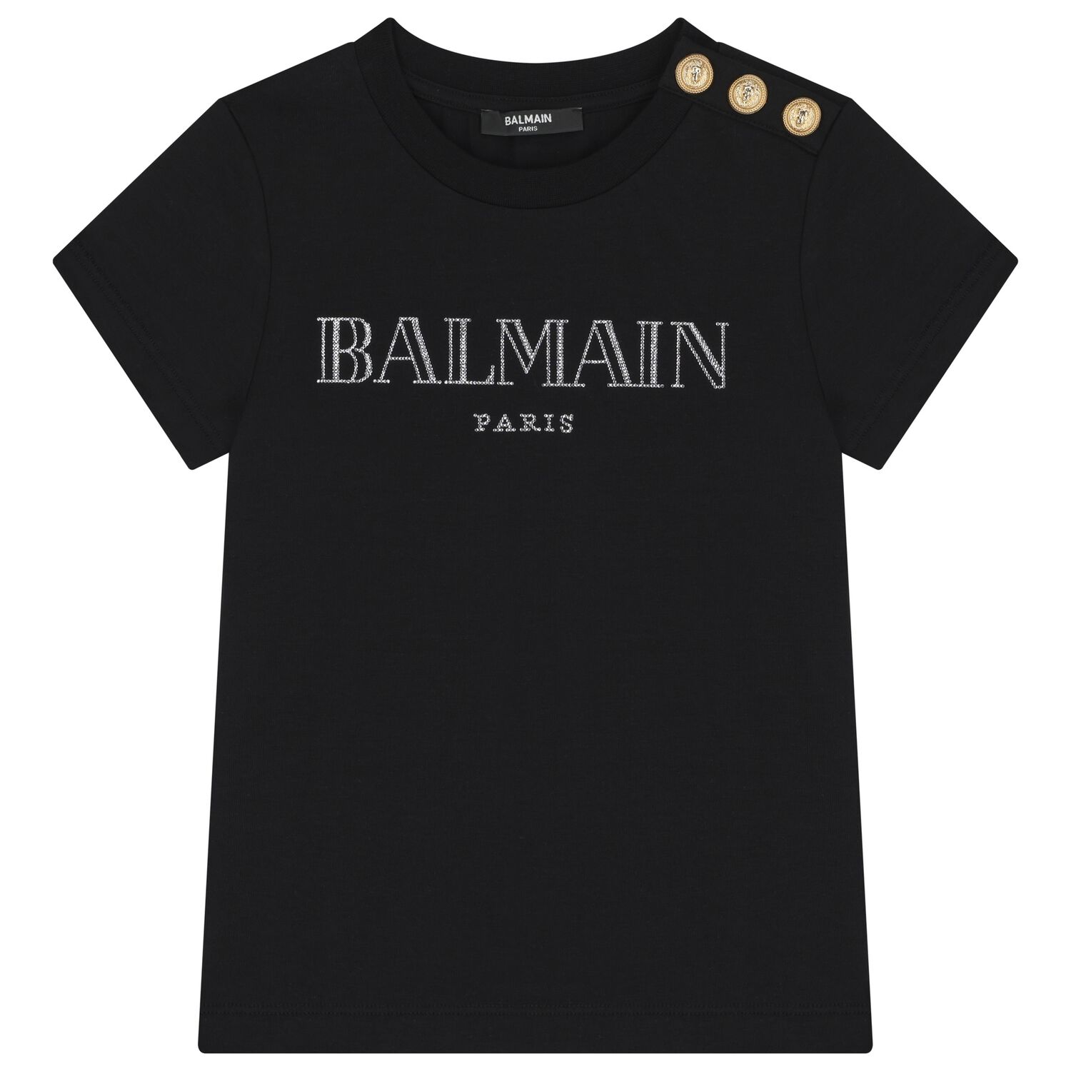 Girls Black Rhinestone Logo T-Shirt , 1, hi-res