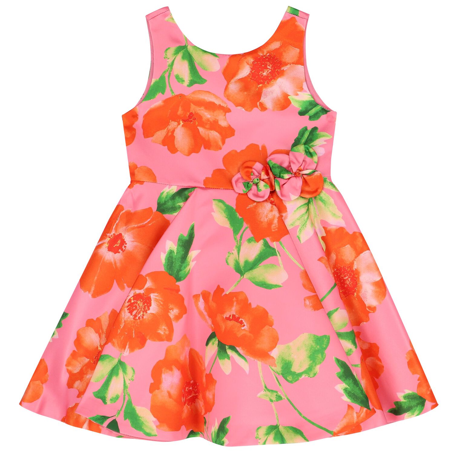 Girls Pink & Orange Floral Dress, 1, hi-res image number null