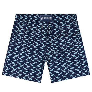 Boys Navy Blue Sharks Swim Shorts