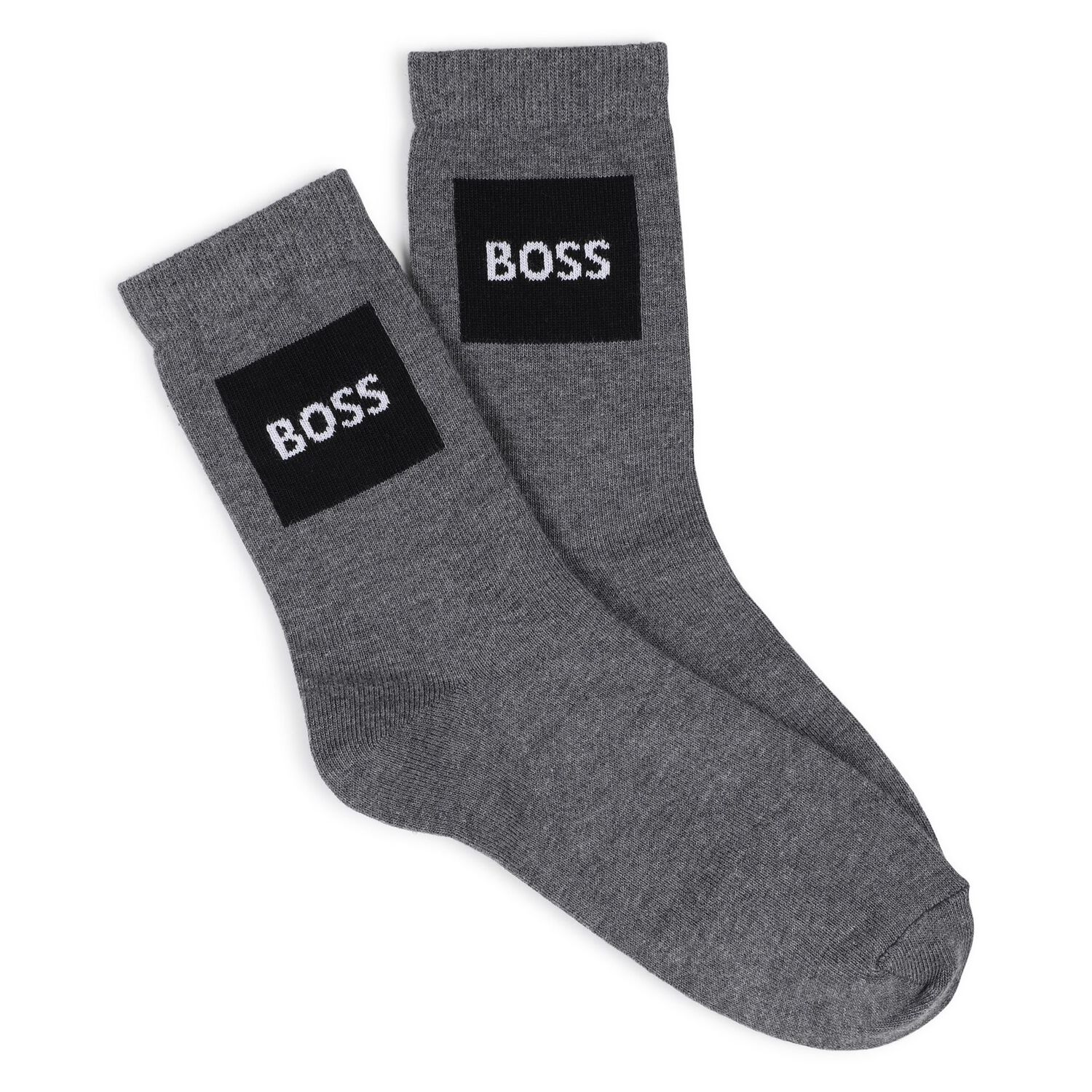 Boys Grey, White & Beige Logo Socks ( 3-Pack ) , 1, hi-res