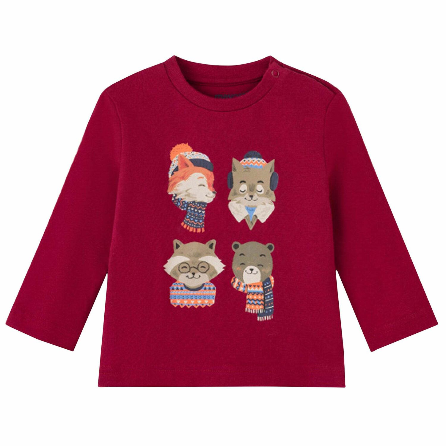 Younger Boys Red Fox Long Sleeve Top, 1, hi-res