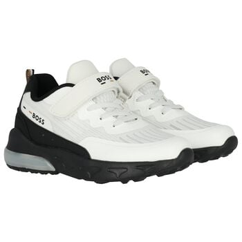 Boys White Logo Trainers