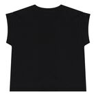 Girls Black Logo T-Shirt, 4, hi-res