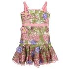 Girls Ivory & Pink Floral Embroidered Dress, 1, hi-res