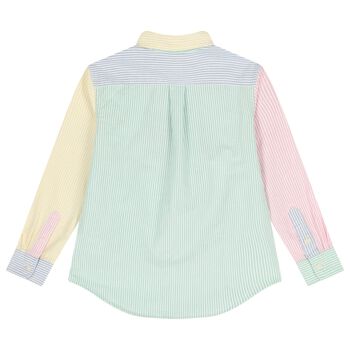 Boys Blue & Green Striped Shirt 