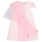 Girls Pink Bow Dress, 1, hi-res