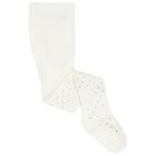 Younger Girls White & Silver Heart Tights, 1, hi-res