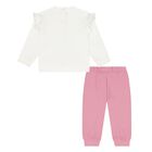 Younger Girls Ivory & Pink Tracksuit, 1, hi-res