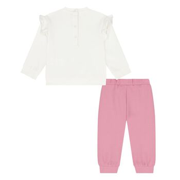 Younger Girls Ivory & Pink Tracksuit