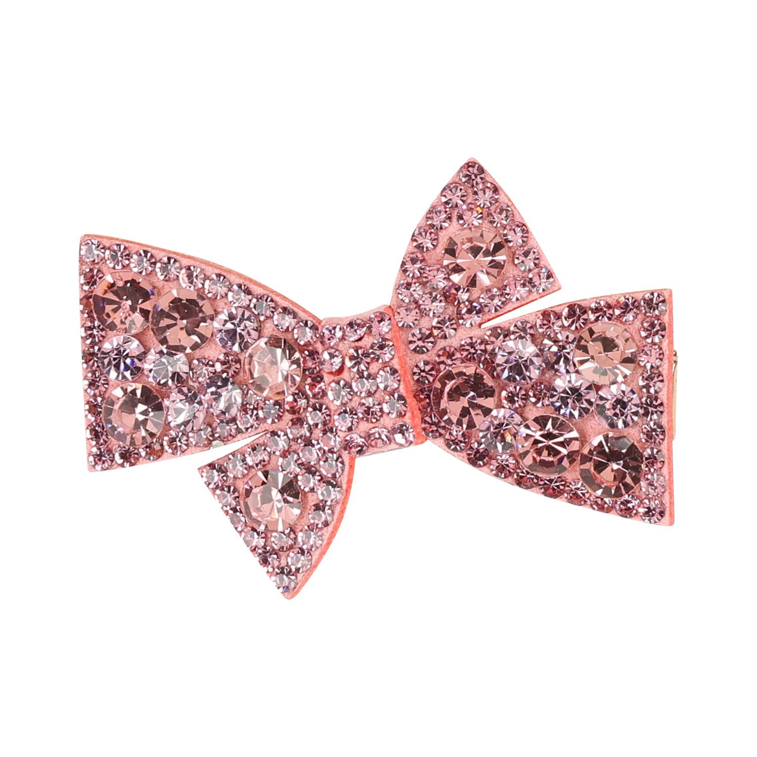 Girls Pink Diamante Embellished Bow Hair Clip, 2, hi-res