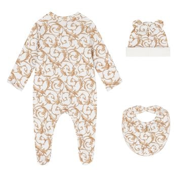 White & Gold Babygrow Gift Set (3 Piece)