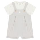 White & Grey Baby Romper, 1, hi-res