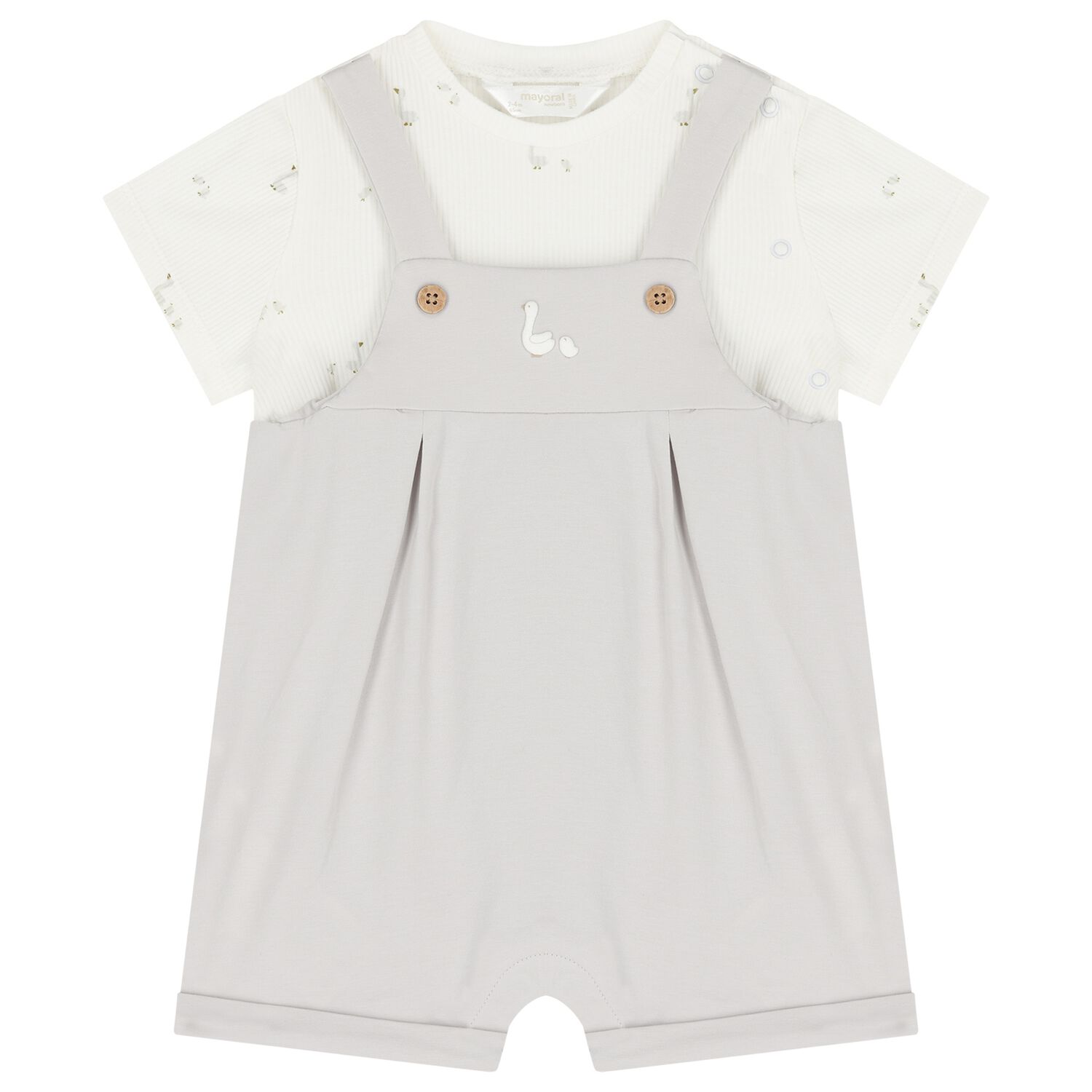 White & Grey Baby Romper, 1, hi-res