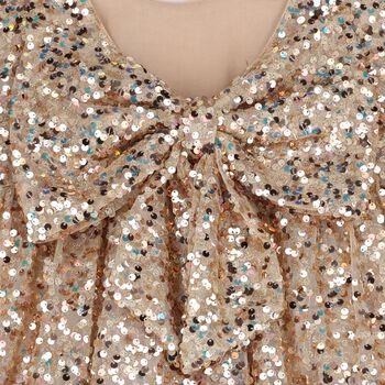 Girls Gold Sequin Tulle Dress