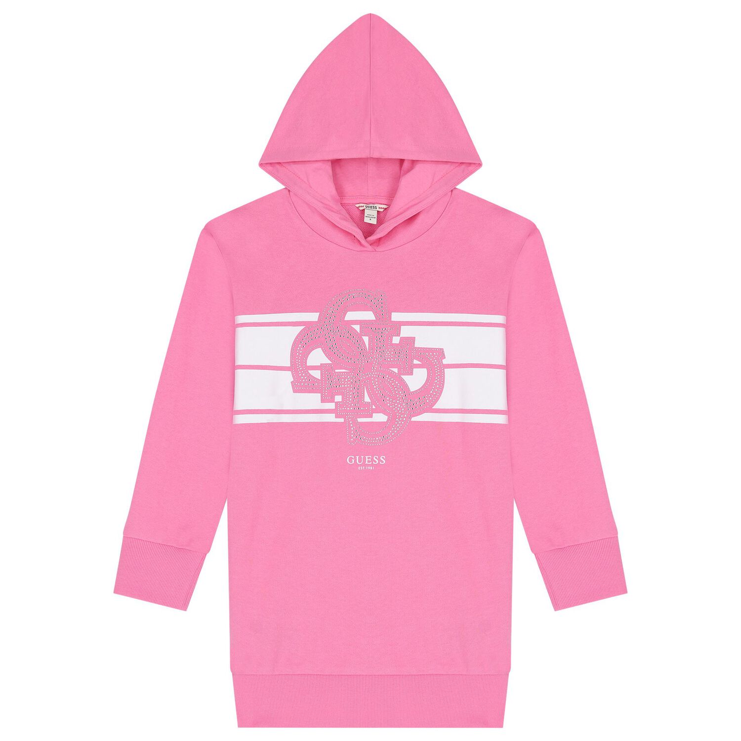 Girls Pink Logo Hooded Dress, 1, hi-res image number null