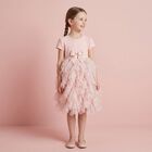 Girls Pink Bow Tulle Dress, 1, hi-res