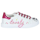 Girls White & Pink Disney Leather Trainers, 1, hi-res