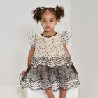 Baby Girls Beige & Black Tulle & Lace Ivy  Dress, 1, hi-res