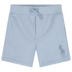 Boys Blue Logo Shorts, 1, hi-res