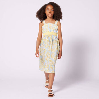 Girls Blue & Ivory Shell Dress