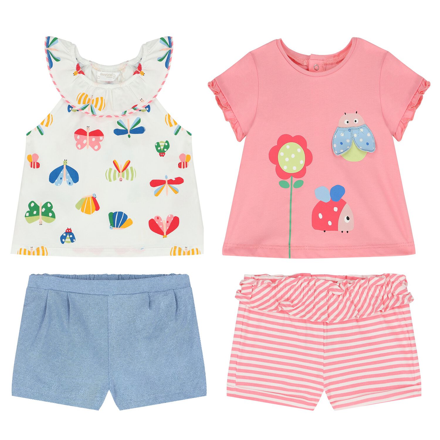 Baby Girls Multi-Colored Short Set (4 Piece), 1, hi-res image number null