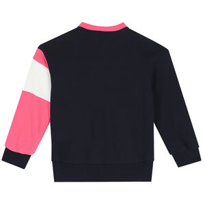 Girls Navy & Pink Logo Sweatshirt