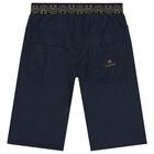 Boys Navy Blue Logo Shorts, 2, hi-res