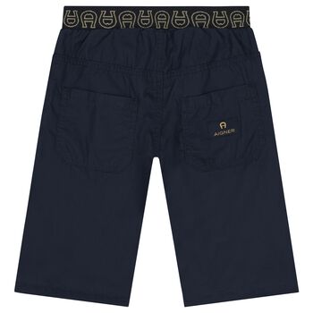 Boys Navy Blue Logo Shorts