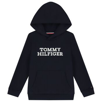 Boys Navy Blue Logo Hooded Top