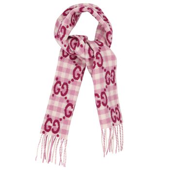 Girls Pink Logo Check Scarf