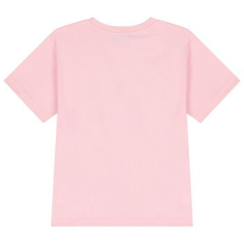 Girls Pink Teddy Bear Logo Long Sleeve Top