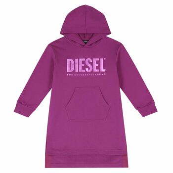 Girls Purple Logo Sweatshirt Dress