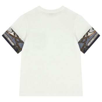 Boys White & Blue Logo T-Shirt