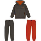 Boys Khaki & Orange 3-Piece Tracksuit, 2, hi-res