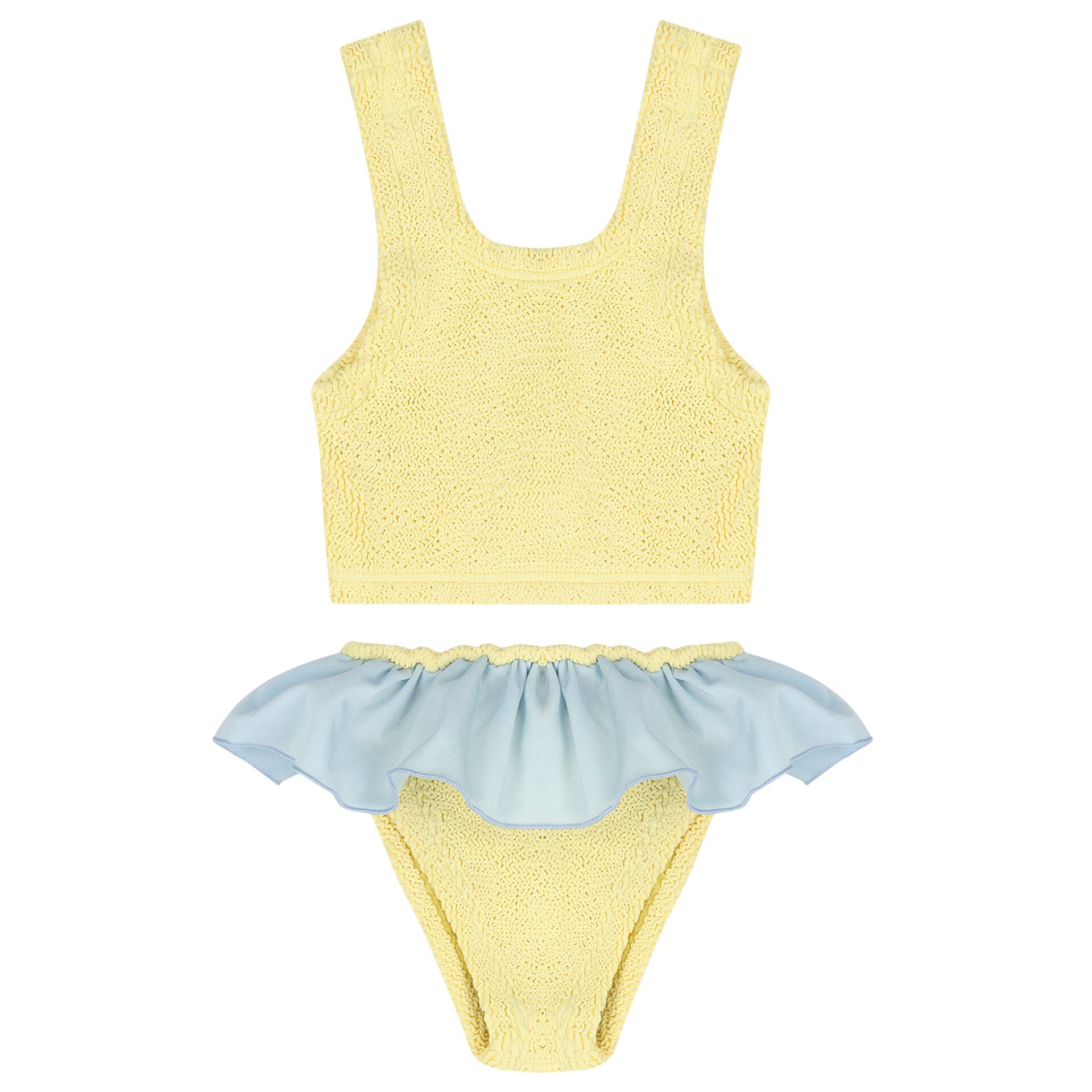 Hunza G Girls Yellow & Blue Crinkle Bikini | Junior Couture USA