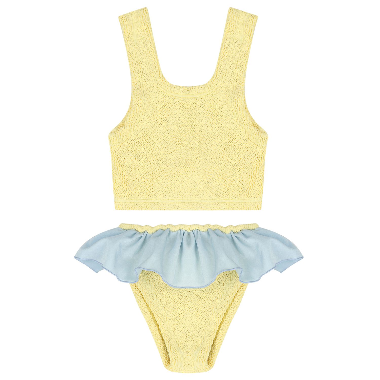 بيكيني مجعد باللونين الاصفر و الازرق للبنات , 3, hi-res