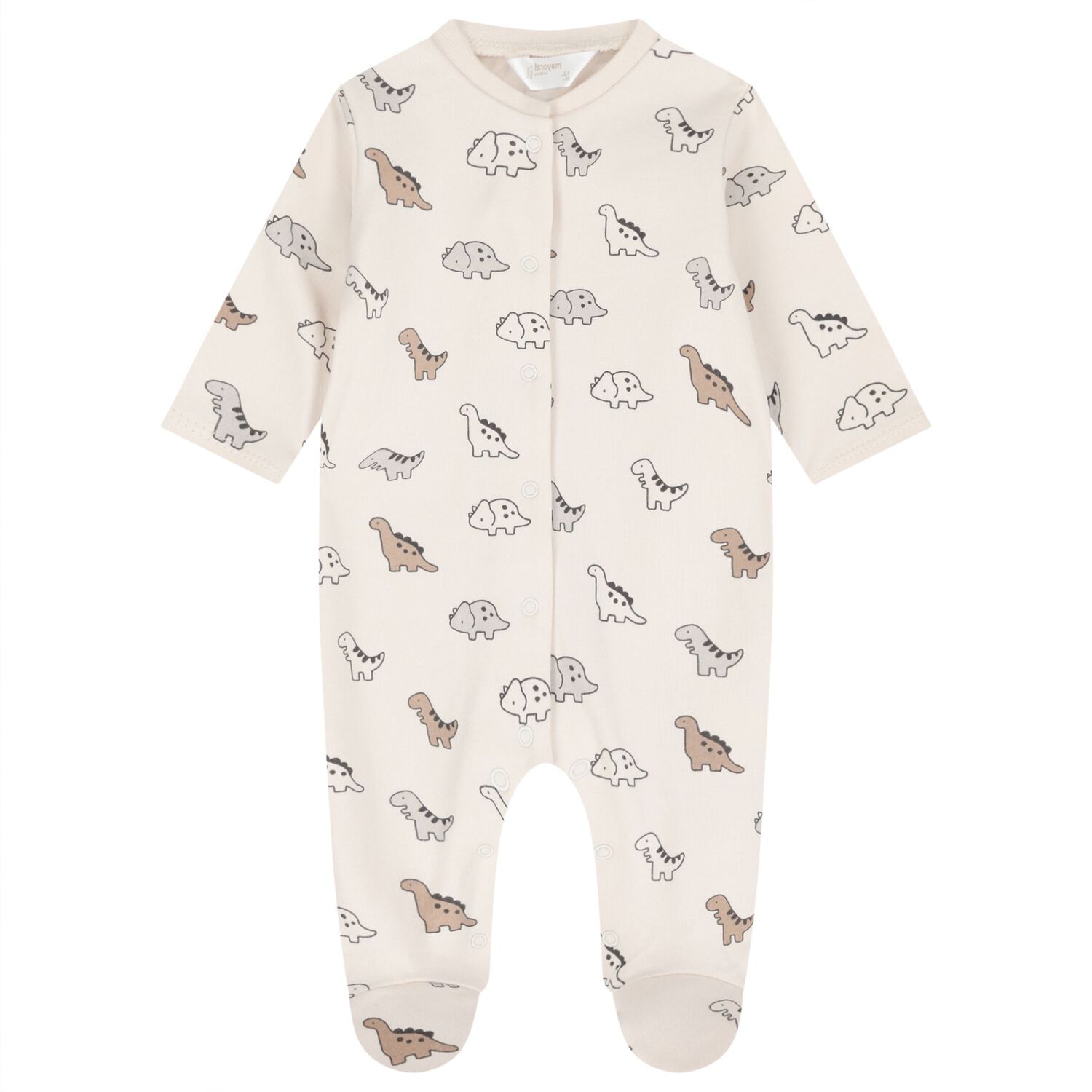 Baby Boys Ivory & Beige Dinosaur Babygrows ( 2-Pack ), 1, hi-res