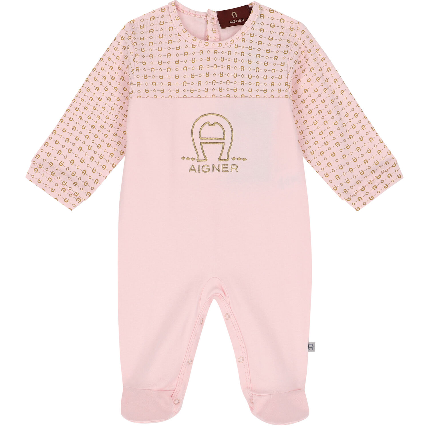 Pink & Gold Logo Babygrow Set, 1, hi-res