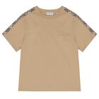 Beige Check Logo T-Shirt, 1, hi-res