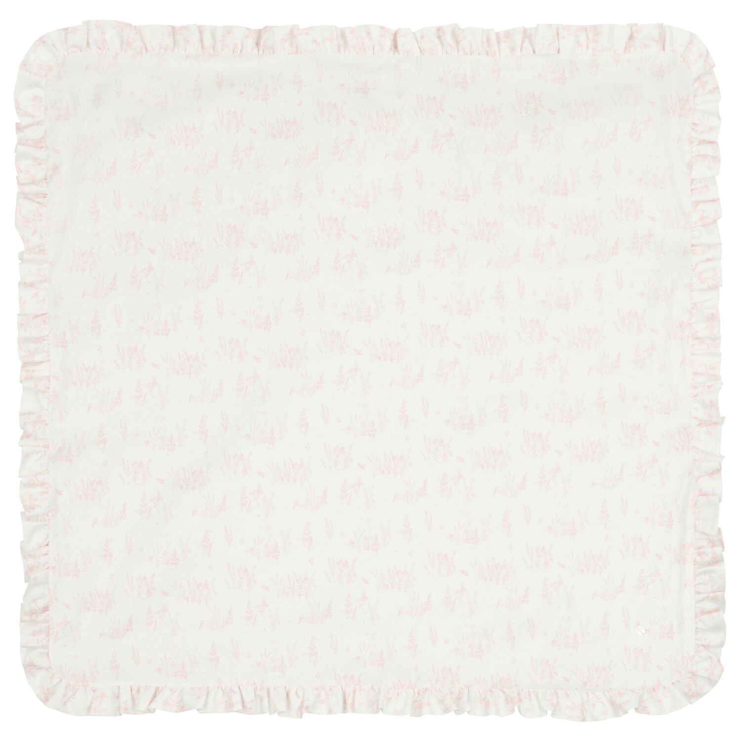 Baby Girls White & Pink Toile De Jouy Blanket, 2, hi-res