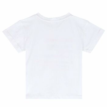 Girls White Printed T-Shirt