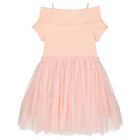 Girls Pink Bow Tulle Dress, 1, hi-res