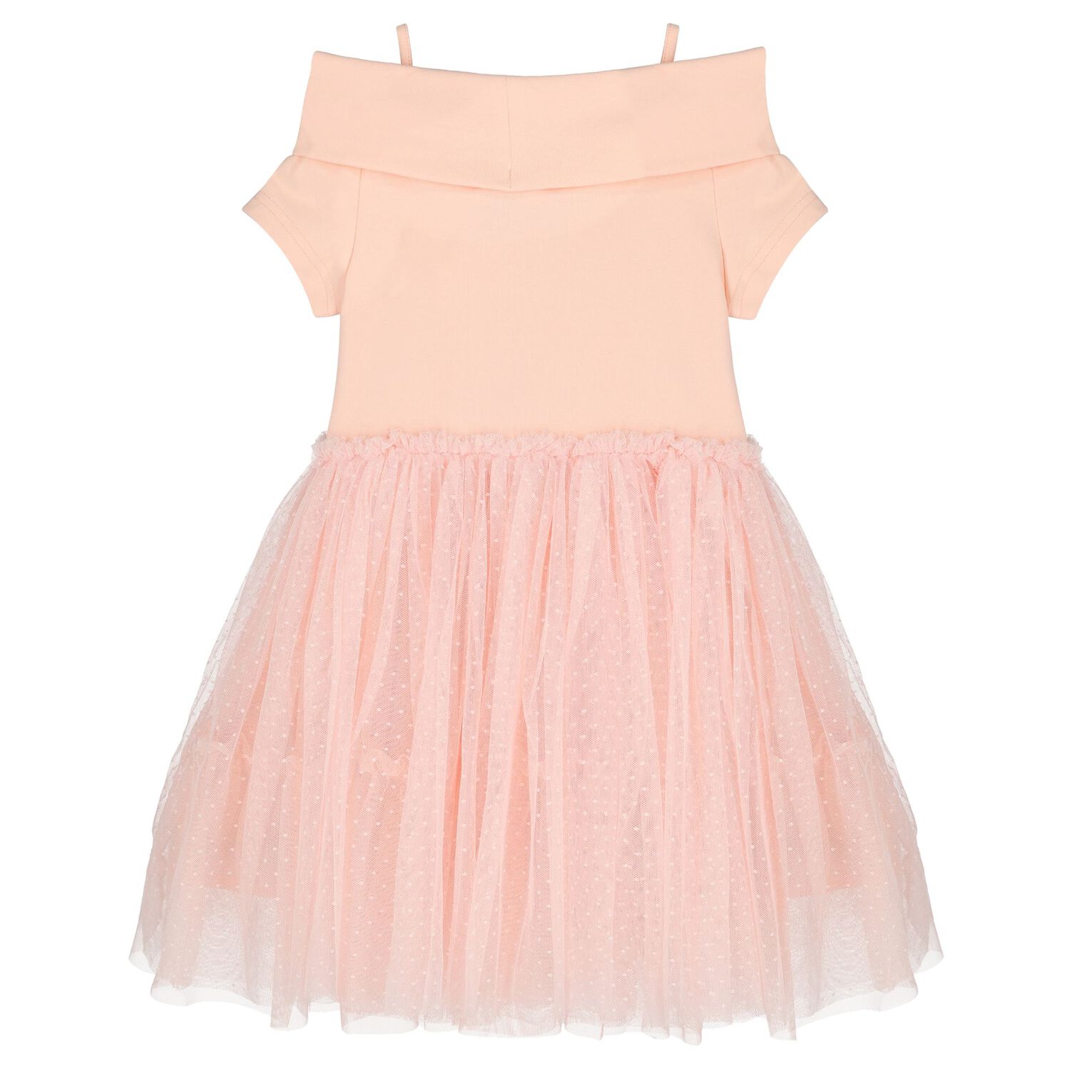 Girls Pink Bow Tulle Dress, 1, hi-res