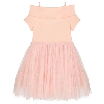 Girls Pink Bow Tulle Dress
