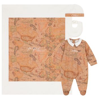 Ivory & Beige Geo Map Babygrow Gift Set