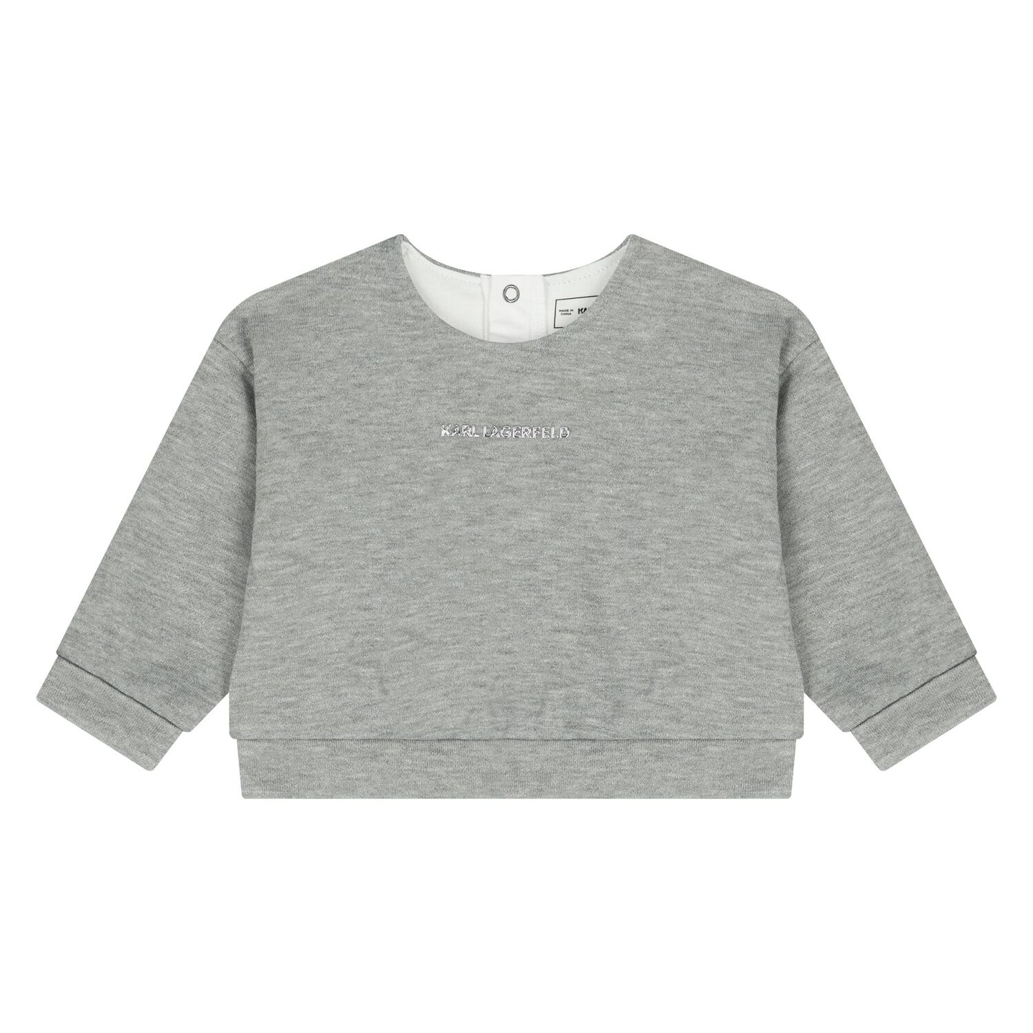 طقم تنوره بنات بالشعار باللون الابيض والرمادى , 1, hi-res