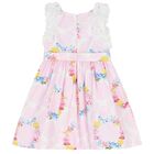 Girls Pink Ruffled Floral Dress, 1, hi-res