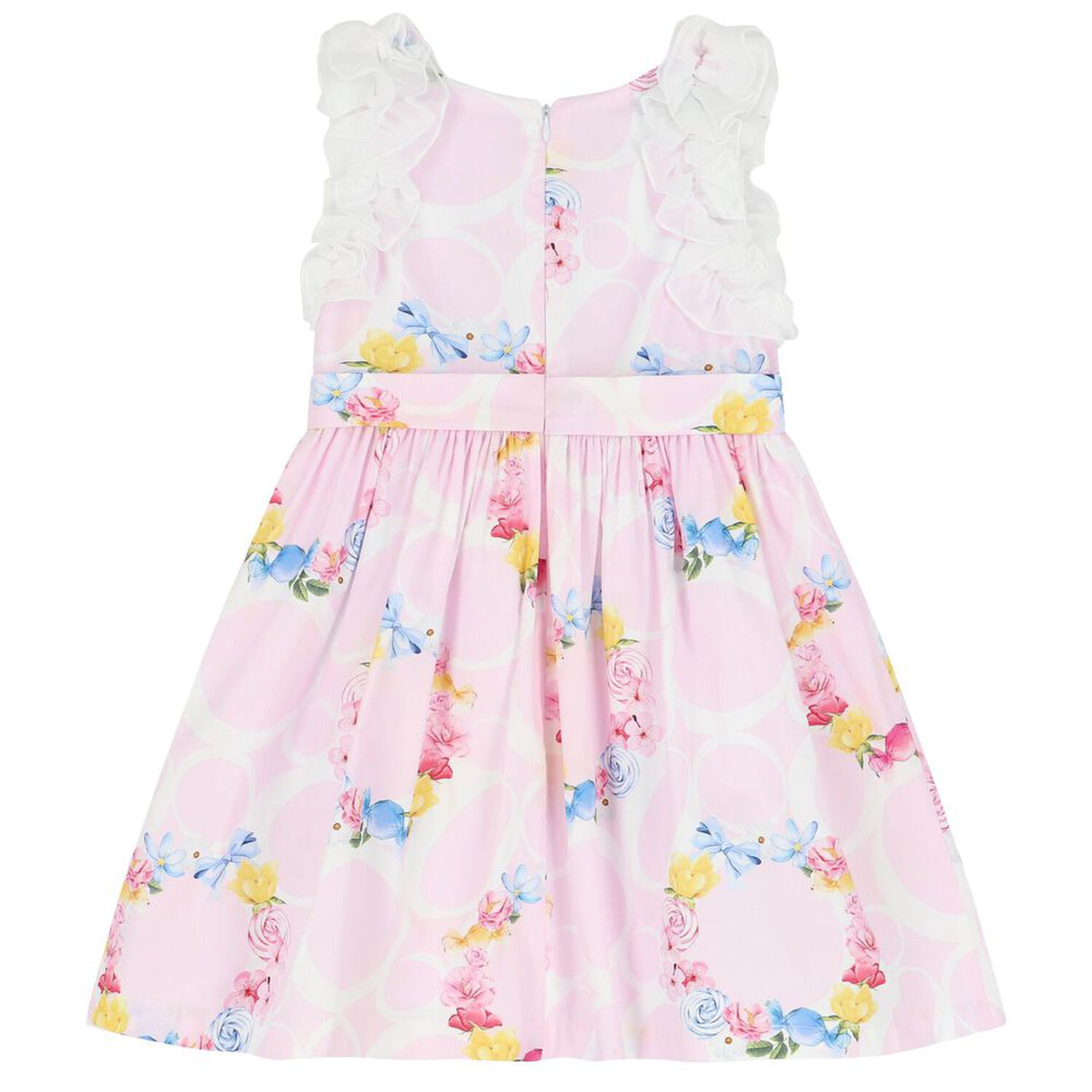 Girls Pink Ruffled Floral Dress, 1, hi-res image number null